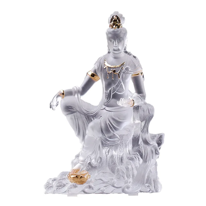 

Glazed Zizai Guanyin Zen Chinese desktop ornament Guanyin Guanyin Zizai home temple display handicrafts