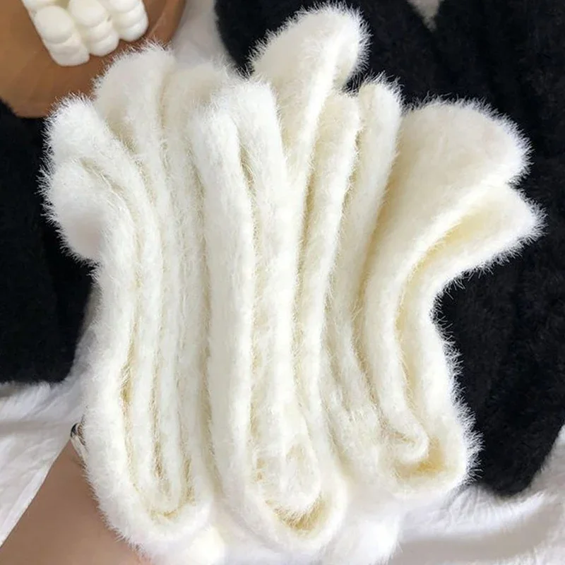 

1/2pairs For Women Mink Fleece Socks Autumn Socks Winter Mid-tube Socks Thickened Warm Coral Fleece Sleeping Kawaii Socking