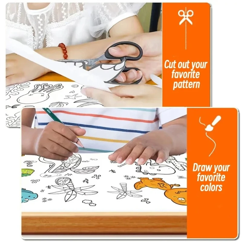 3M Dier Canvas Kindertekenrol DIY Kleurpapierrol Kleurvulling Graffiti Papier gesneden Schilderen Educatief speelgoed voor kinderen