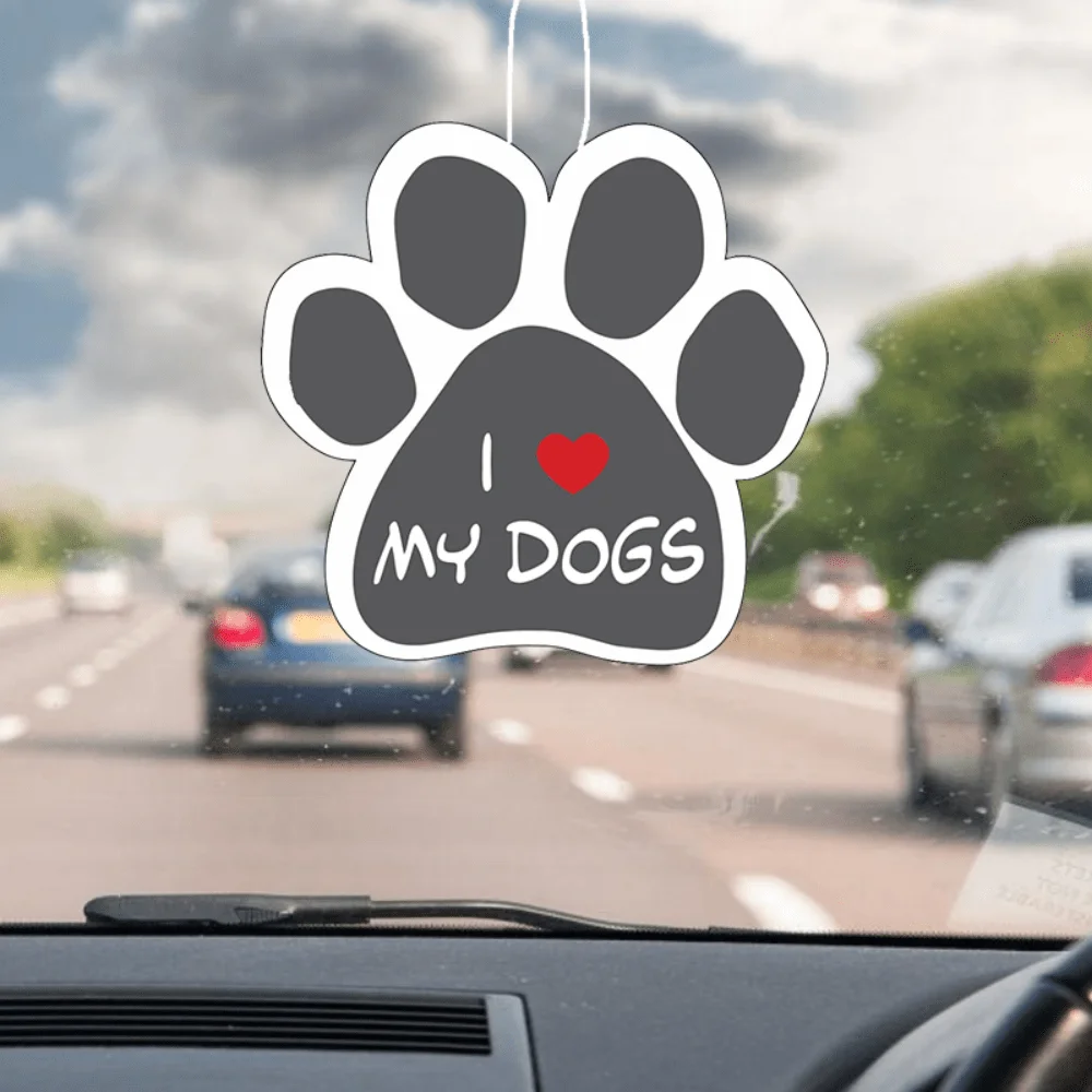 Pfotenabdruck „I Love My Dog“-Auto-Duftaufhänger – süßes Pfoten-Design, hängende Spiegelentlüftung, anhaltender Duft