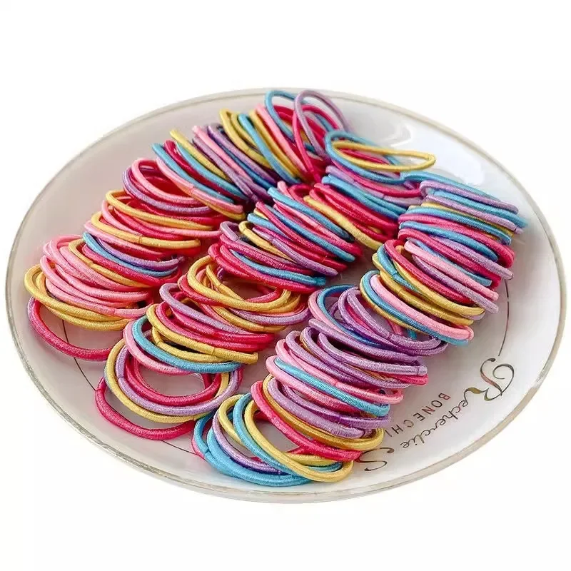 50-200pcs Women Girls Colorful Elastic Hair Bands Ponytail Holder Cute Small Hair Tie Rubber Bands Scrunchie Hair Accessories