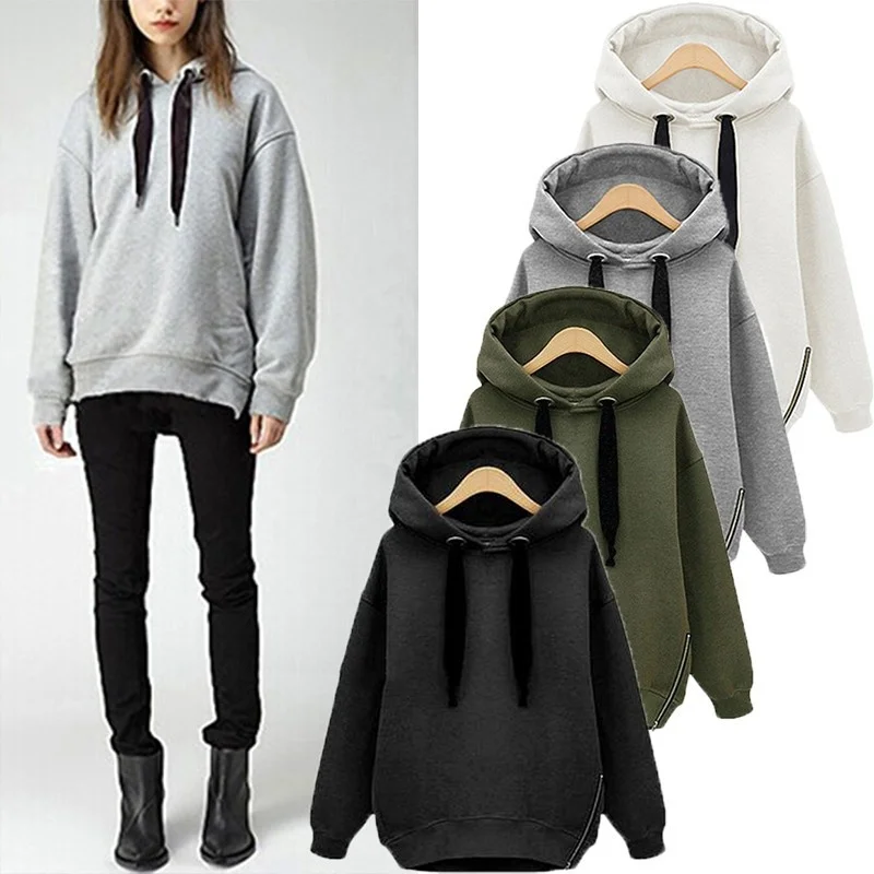 

New Autumn Winter Women Hoodies Long Sleeve Hooded Loose Casual Warm Sweatshirt Mid-length Oversized Sweatshirts Plus Size S-3XL