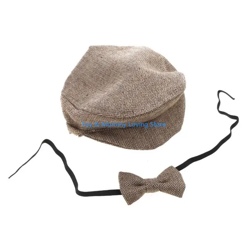 Y1QF الوليد التصوير الدعائم قبعة مسطحة مجموعات الصبي ربطة القوس فيونكة غاتسبي قبعة قبعة قبعة