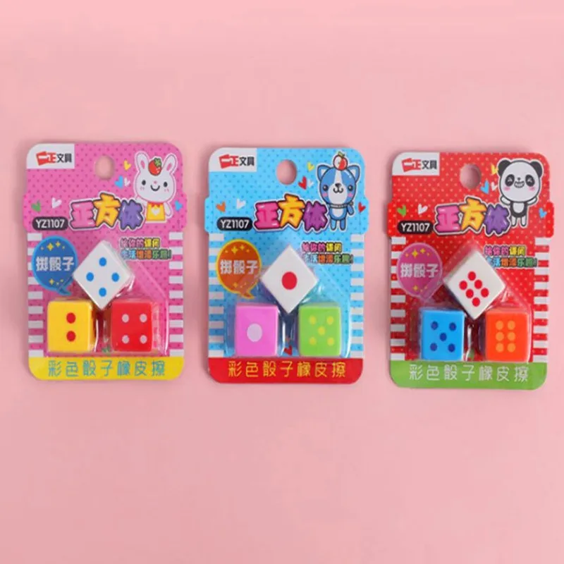 Creative Novelty Dice Shaped Erasers Kids 3D Candy Color Cartoon Rubber Toys Studenyt Kawaii Stationery School Office Supplies