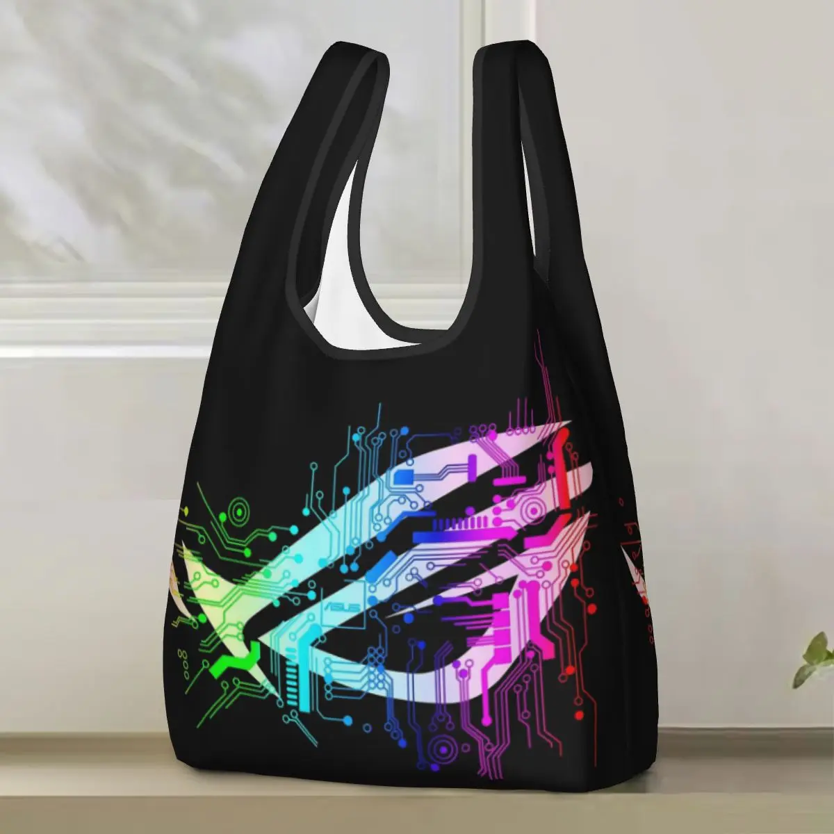 

Asus Rog Shopping Bag Portable Tote Bags Foldable Shoulder Shopper Bag Groceries Handbag