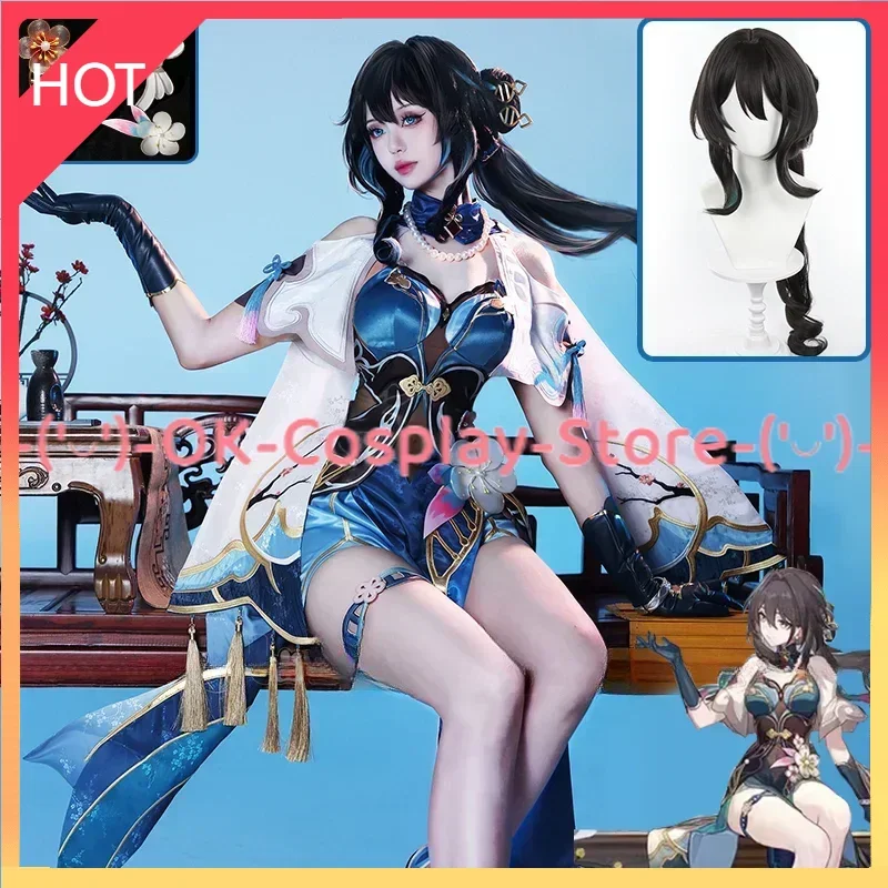 Honkai Star Rail Ruan Mei Cosplay Costume Wig Dress Uniform Earrings Headwear Satins Fabric Set Scholar Genius Society Halloween