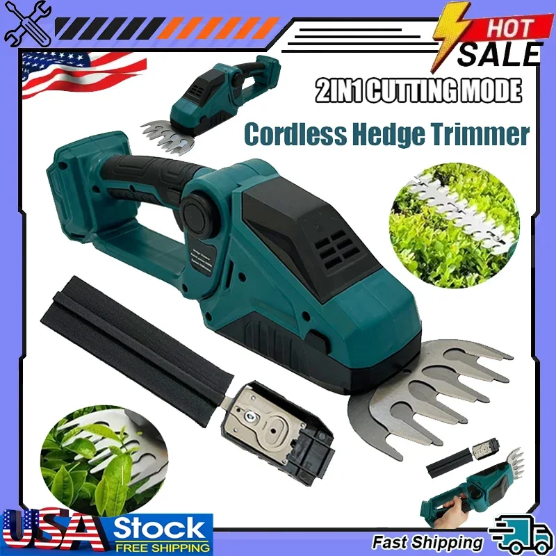 

Аккумуляторный кусторез 2-в-1, мини-электрические ножницы для травы, ручной триммер для сада, 18В, совместим с аккумуляторами Makita