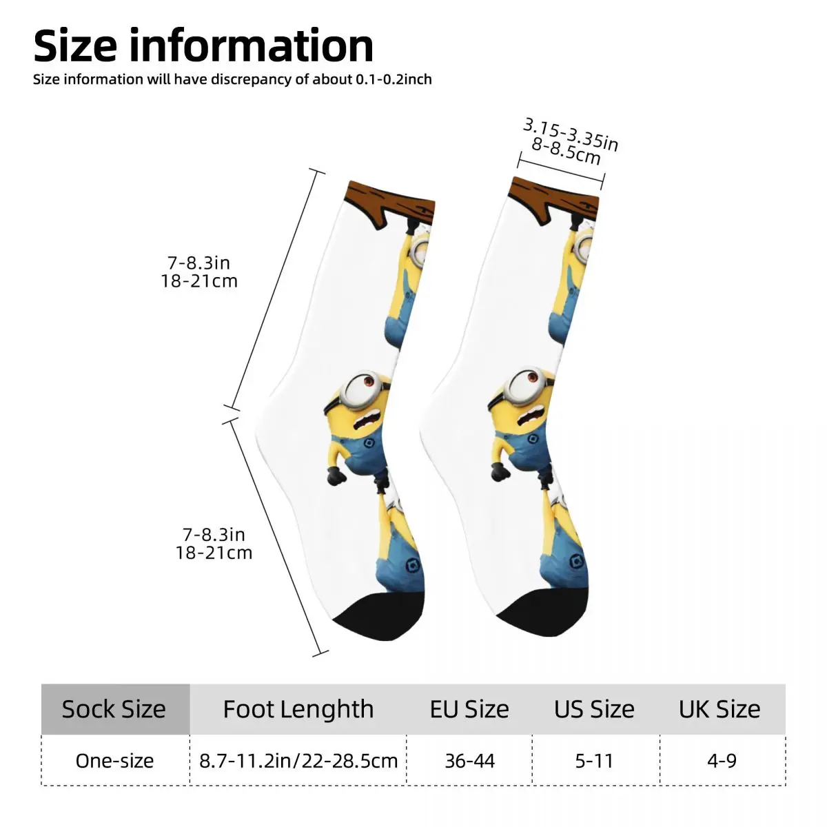 M-Minions Socks Trio Novelty Stockings Men Medium Soft Outdoor Socks Autumn Custom Non-Slip Socks