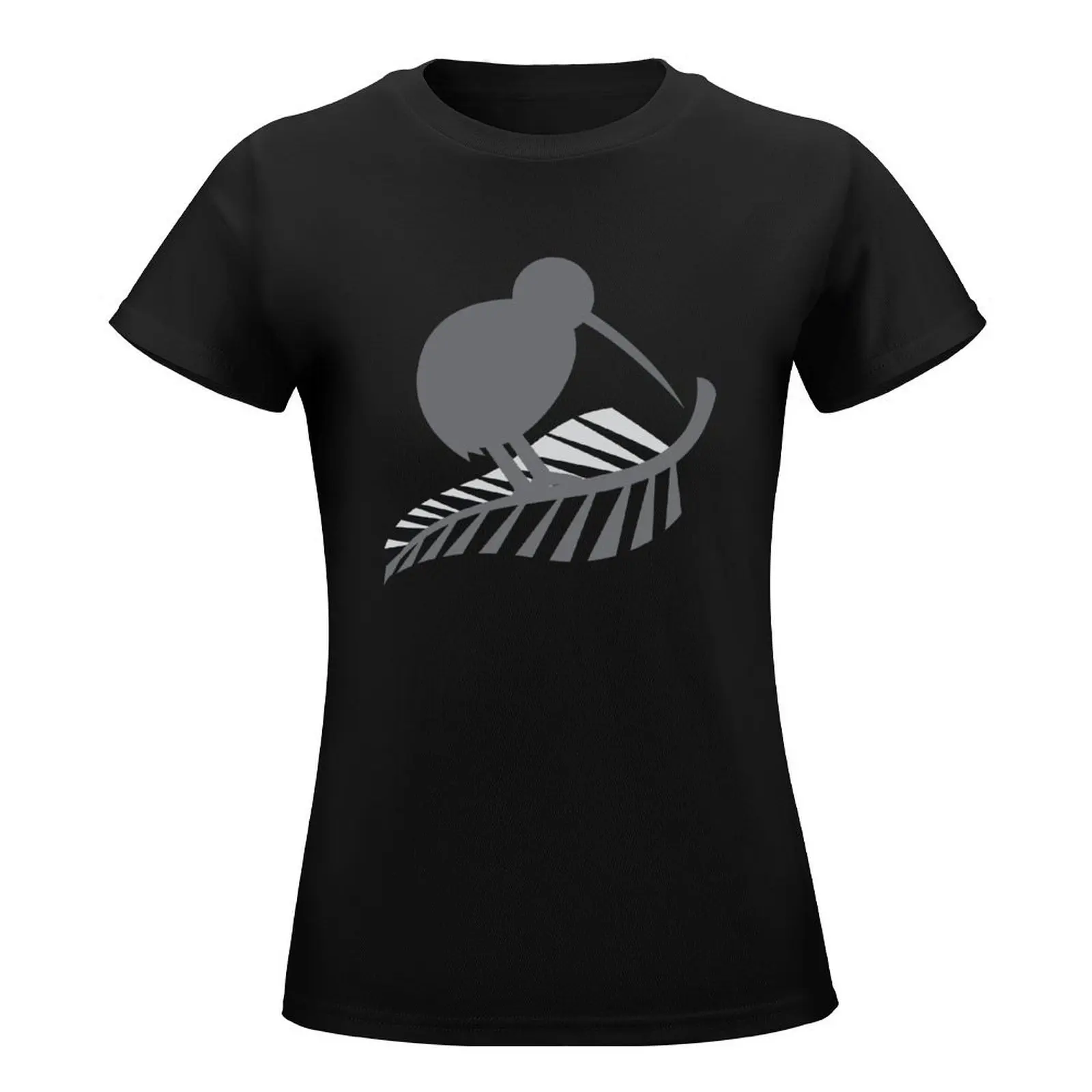 Kiwi Bird and a Silver fern New Zealand T-Shirt blacks funnys customizeds Blouse Women's tops