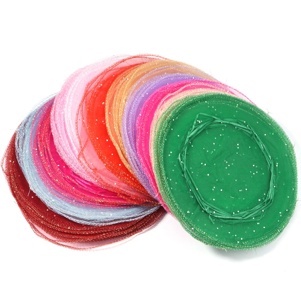 10pcs 26cm Tulle Fabric Drawstring Pouch Wedding Christmas Birthday Candy Gift Display Bag Round Organza Bag view 5