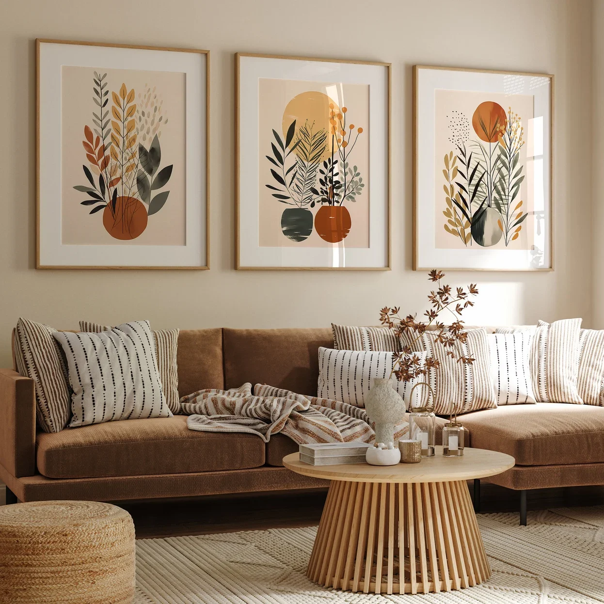 3PCS  Boho Abstract Wall Art Prints  Boho Wall Decor  Scandi  Mid Century Art Poster  Canvas Painting for Room Decor Home Decor