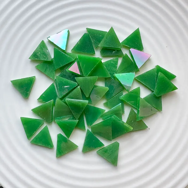 

50g taobao Triangle Translucent Mica Mosaic Tiles Colorful Glass Tile DIY Mosaic Making for Craft Arts Accessories 17