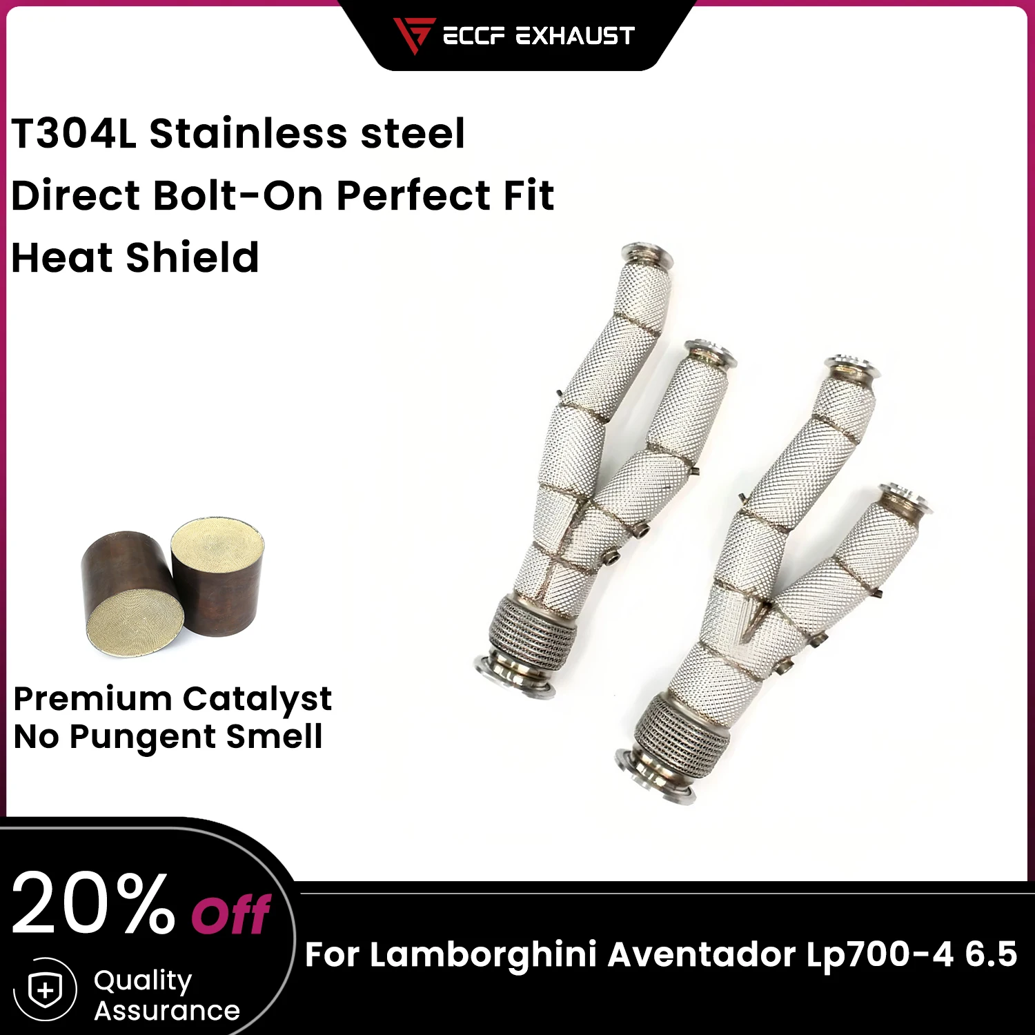 

Sporty Downpipe For Lamborghini Aventador Lp700-4 6.5 Aggressive Exhaust Sound High Flow Performance Upgrade Easy Installation