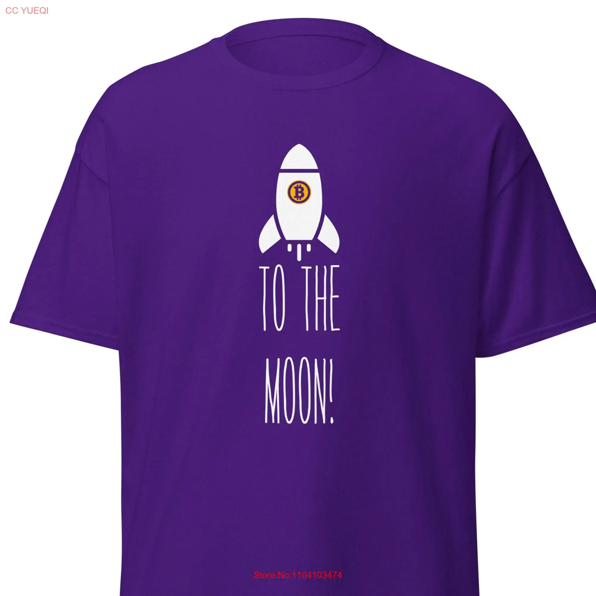 Bitcoin to the moon t shirt BTC blockchain cryptocurrency funny rocket enthusiast trader long or short sleeves