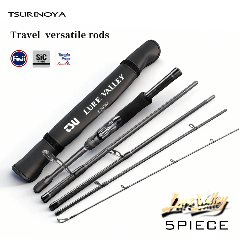 

TSURINOYA LURE VALLEY Travel rod 5 Section Expedition Fishing Rod 1.98m 2.08m 2.28m 2.44m 2.7m FUJI Guide Spinning Casting Rod