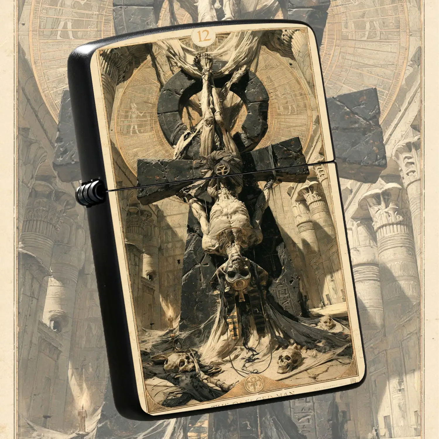 Vintage Mysterious Egyptian Hanged Man Tarot Art Decor Lighter, Dark Aesthetic Creative Collectible, Multi-Scenario Practical Portable Gift, Retro Exquisite Crafted Unique Desktop Display Decor For Daily Use And Present A Humorous And Inter
