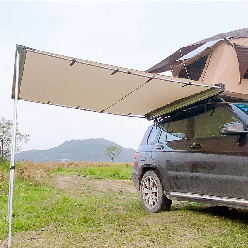 Retractable Camper Van 4x4 Sunproof Car Roof Degree Car Side Awning Tent with Side Panels LED Light