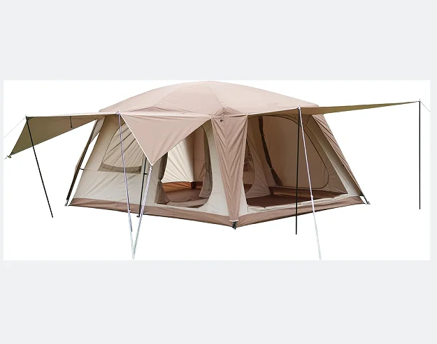 

Camping Tent with 3 Door 2 Room Large Family Cabin Tents, Double Layer Waterproof Portable Glamping Tent, Big Tents