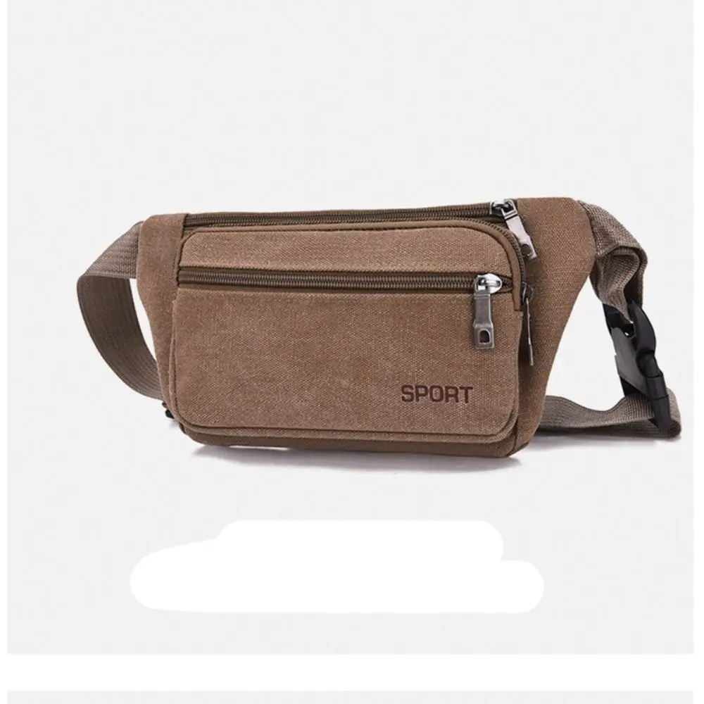 Bolsa de cintura de lona de grande capacidade para homens, bolsa de peito esportiva resistente ao desgaste, carteira de caixa comercial antifurto