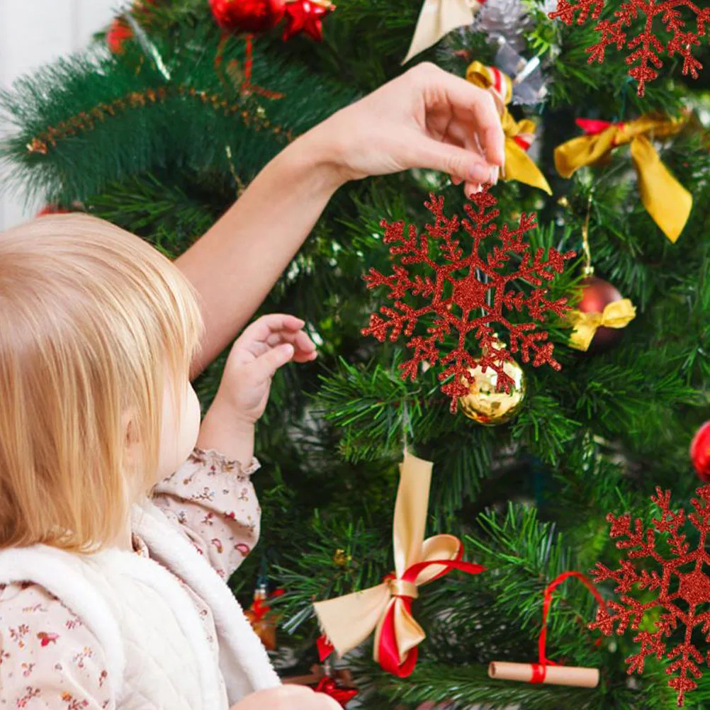 

6Pcs Xmas Snowflake Pendants Hanging Decor for Christmas Tree Glitter Adornment Holiday Home Decoration Xmas Snowflake Pendants