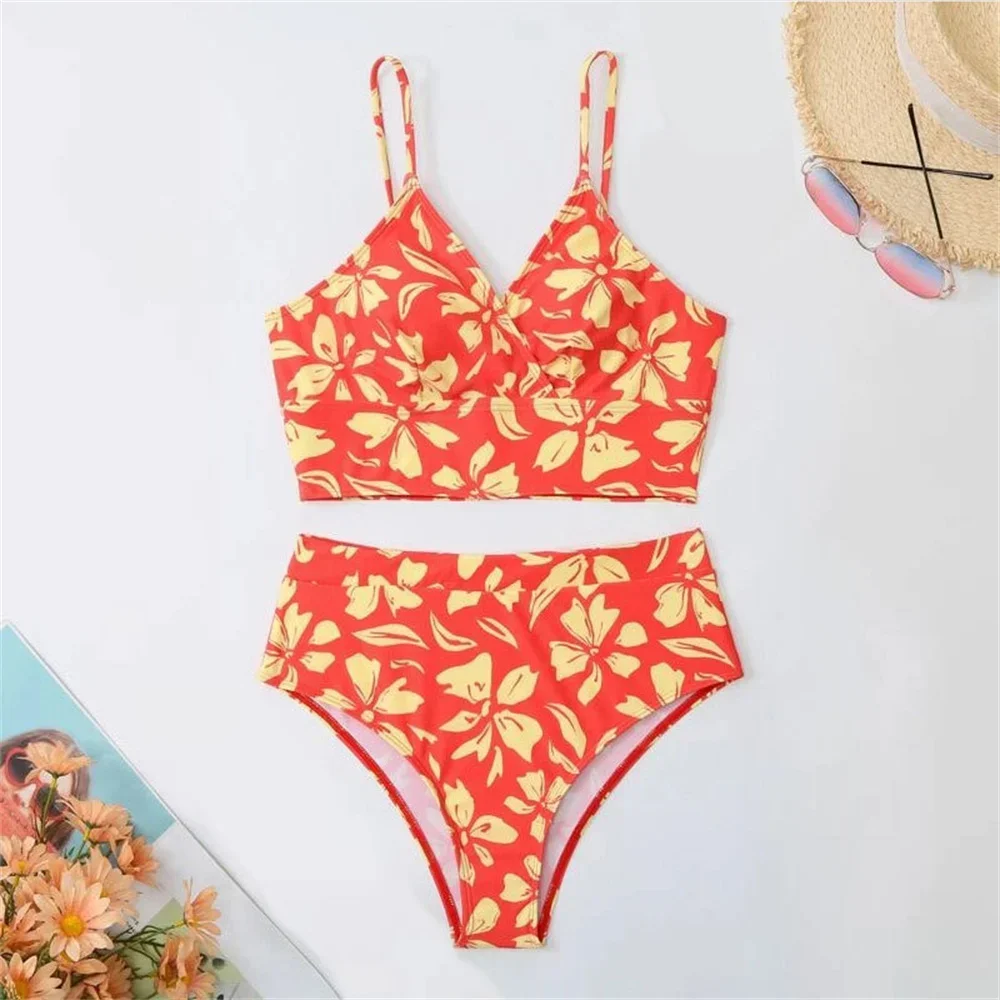 

High Waist Floral Swimsuit Y2K Print Sling Bikini Backless Vacation Swimwear Elegant Women Micro Thong Bathing Suit Beach Outfit
