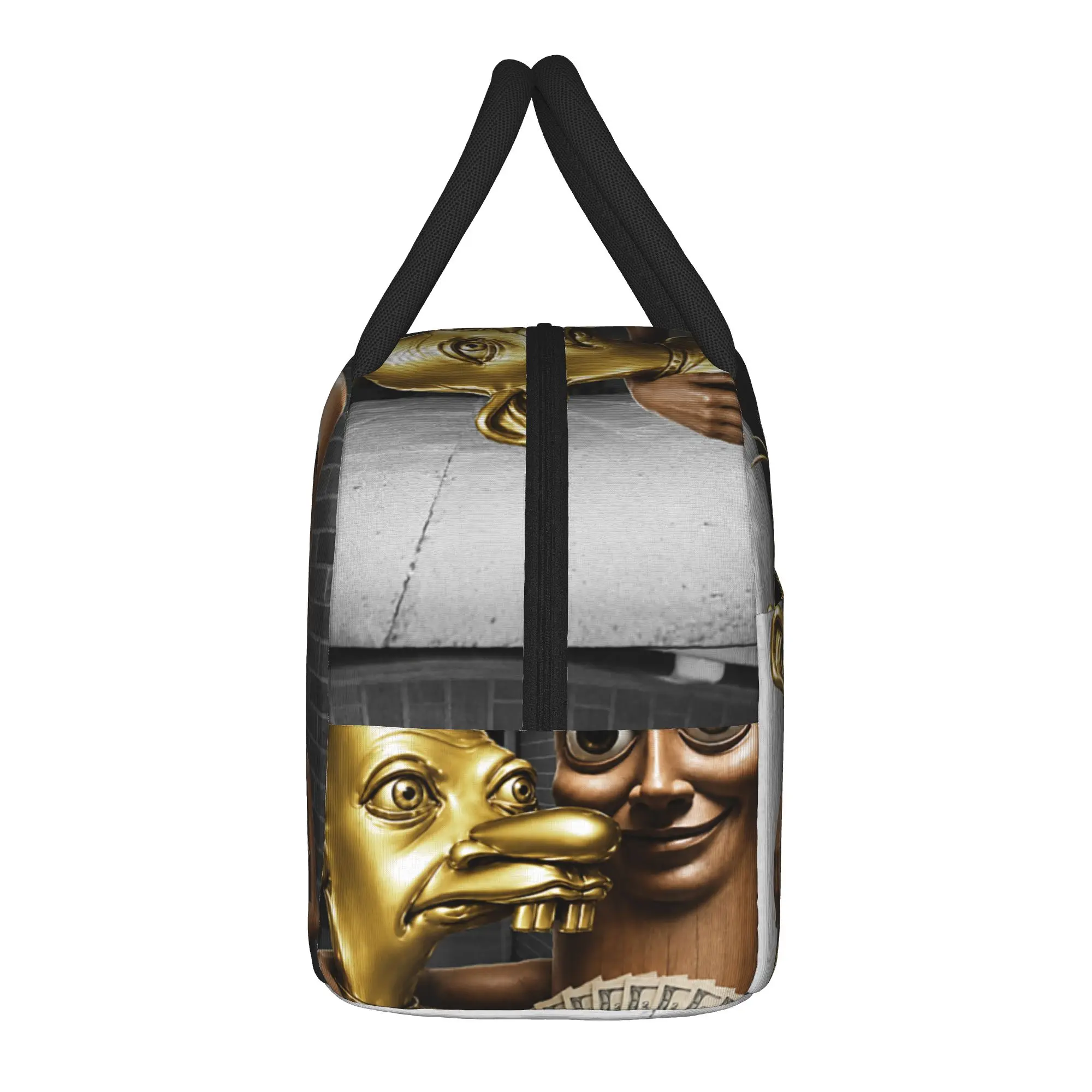 There is Motion at Your Front Tung Tung Tung Sahur Money Lunch Bag  Casual Lunch Box For Men Travel Cooler Bag Oxford Lunch Bags
