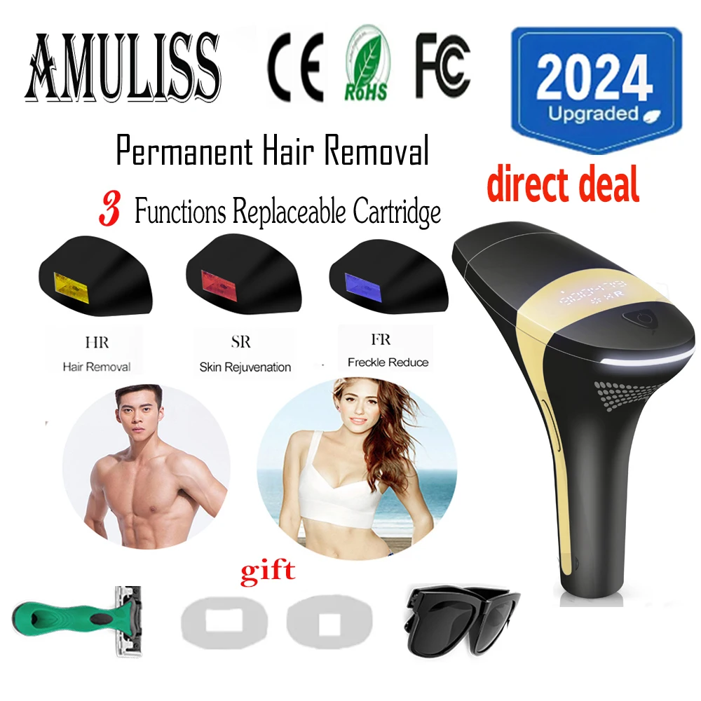 

Amuliss 2024New Laser Hair removal dropshipping Hot sell LaserEpilator Permanent IPL PainlessTrimmer Electric depilador a laser