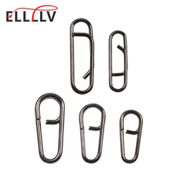 Elllv 100pcs Sea Fishing Stainless Steel Bent Head Oval Split Rings & Fast Snap Clips Fishing Lure Leaders Connector Accessories