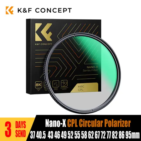 K&F Concept Nano-X MRC CPL Circular Polarizer Filter Ultra Slim 28-Layer Coatings 49/52/58/67/72/77/82/95mm with Cleaning Cloth