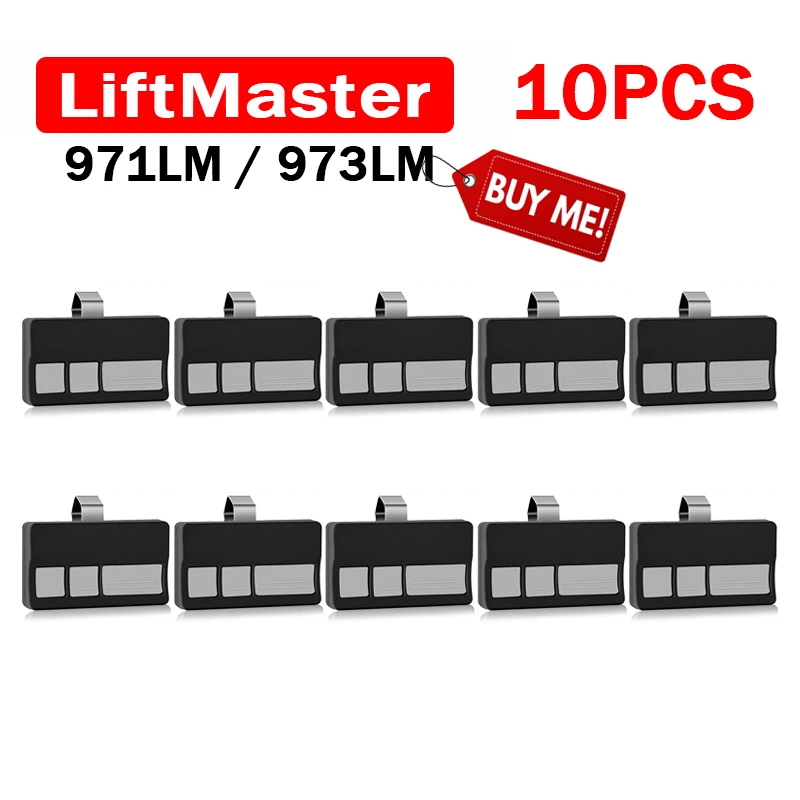 

10 шт. пульт дистанционного управления LiftMaster 971LM 973LM, совместимый с 970LM 972LM 974LM 91LM 92LM 94LM 390 МГц, красные и оранжевые кнопки обучения