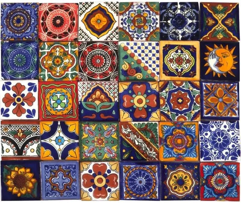 Mexican Ceramic Tiles 2x2 - Salazar by Cerames - 120 Decorative Mexican Mosaic Tiles for Bathroom, Kitchen, Shower, Stairs