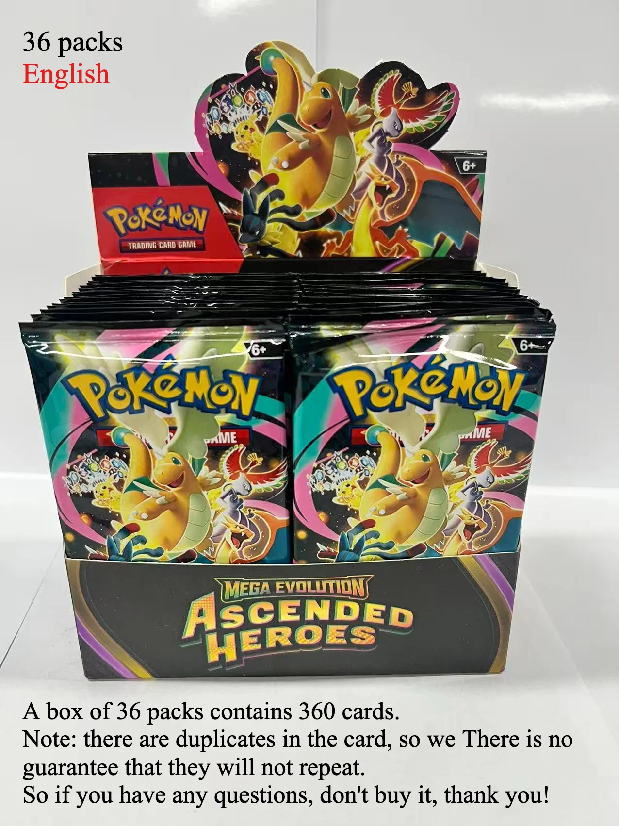 4/10/36 Packs English Pokémon TCG: Mega Evolution Perfect order Phantasmal Flames Ascended Heroes Booster Box Pokemon card