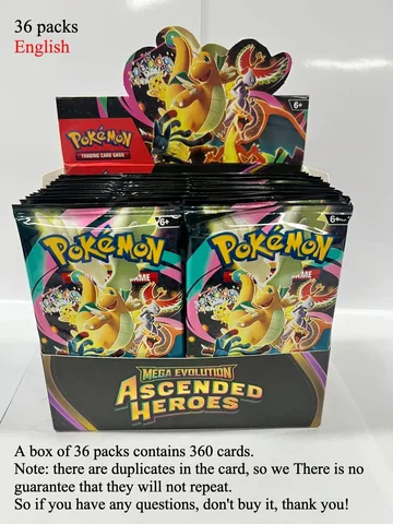 4/10/36 Packs English Pokémon TCG: Mega Evolution Perfect order Phantasmal Flames Ascended Heroes Booster Box Pokemon card