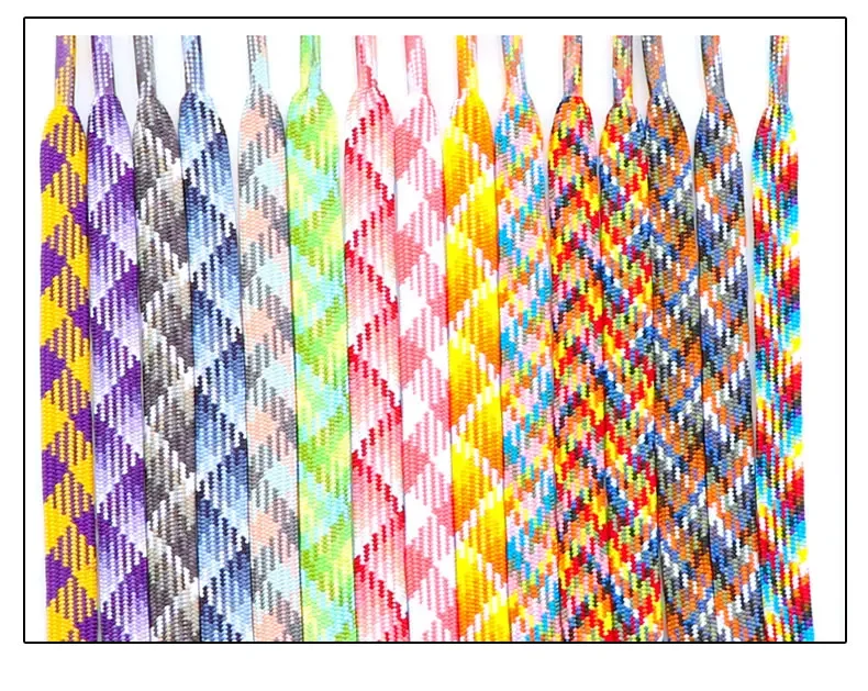 Flache Schnürsenkel für Sneaker, Regenbogen-Schnürsenkel, bunte, gestreifte Schnürsenkel für Damen und Herren, Breite 1 cm, Länge 100/120/140/160 cm, 1 Paar. – Detail 2