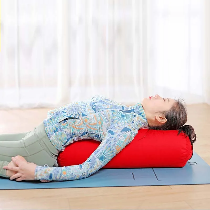 High Elastic Round Fitness Pillow Strong Support Comfortable Yoga Pillow Cotton Back Support Yoga Bolster Yoga Cushion Washable