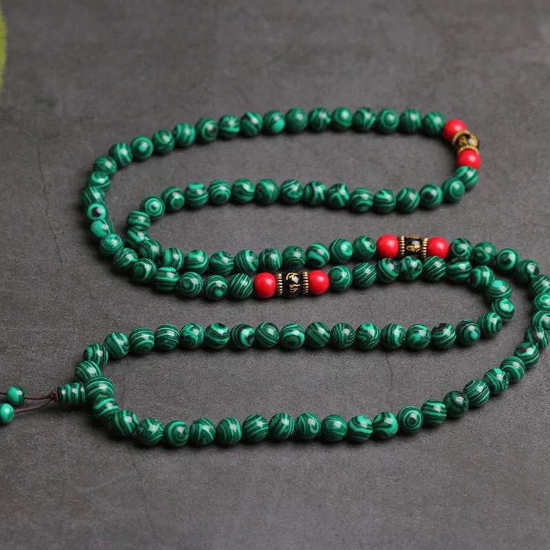 

Premium Malachite108Beads Bracelet Round beads6mmUnisex Malachite Buddhist Prayer Beads Wholesale