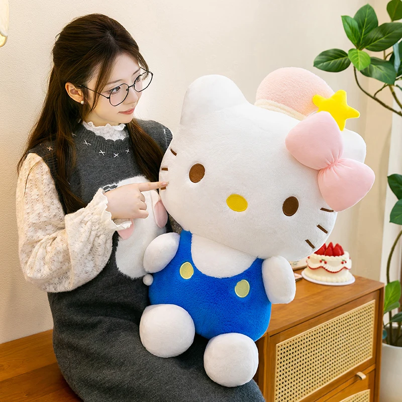 

Sanrio Hello Kitty Cute with Pink Bow & Star Hat Soft Stuffed Doll for Kids Birthday Gift Cute Kitty Cat Pillow Home Decoration
