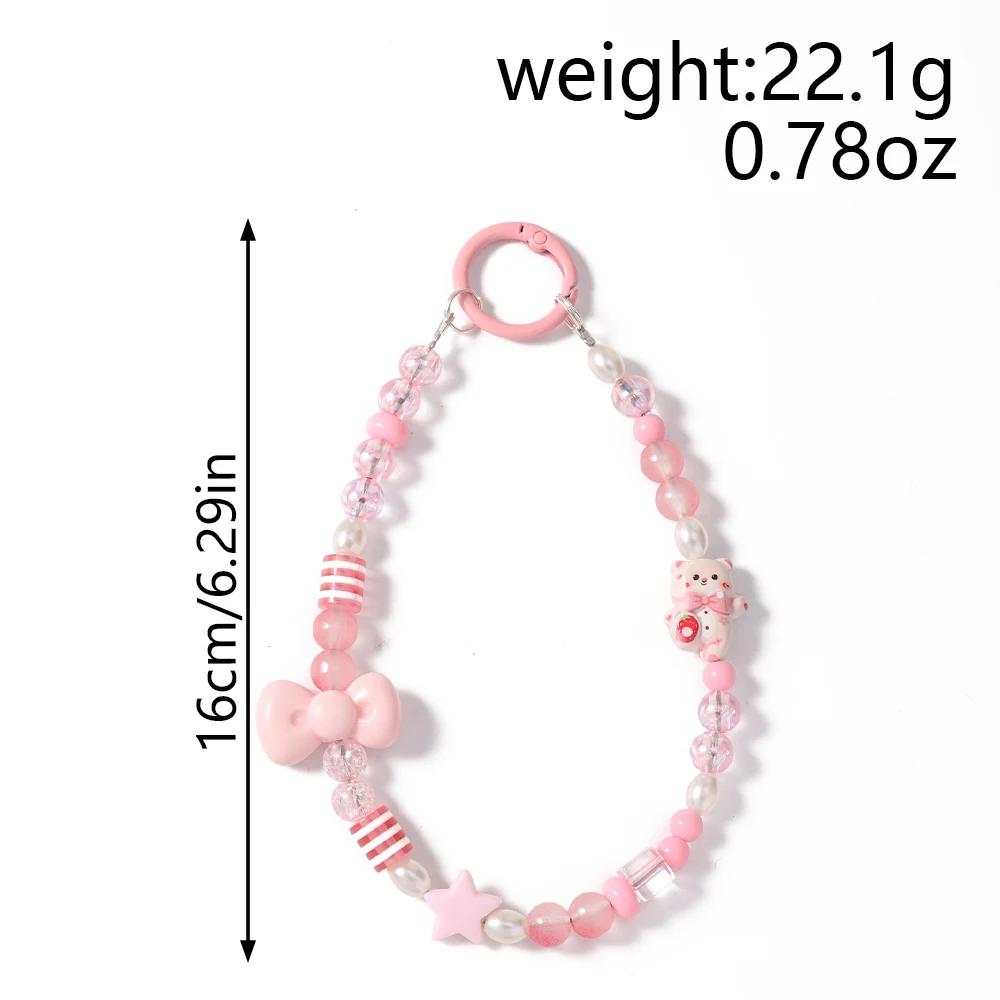Aihua Handy-Lanyard mit Schleifen-Design, Perlenarmband, Schlüsselanhänger für das Auto, Cartoon-Design, Anti-Verlust-Hängeband, Handgelenksband, Geschenk für Frauen – Detail 5