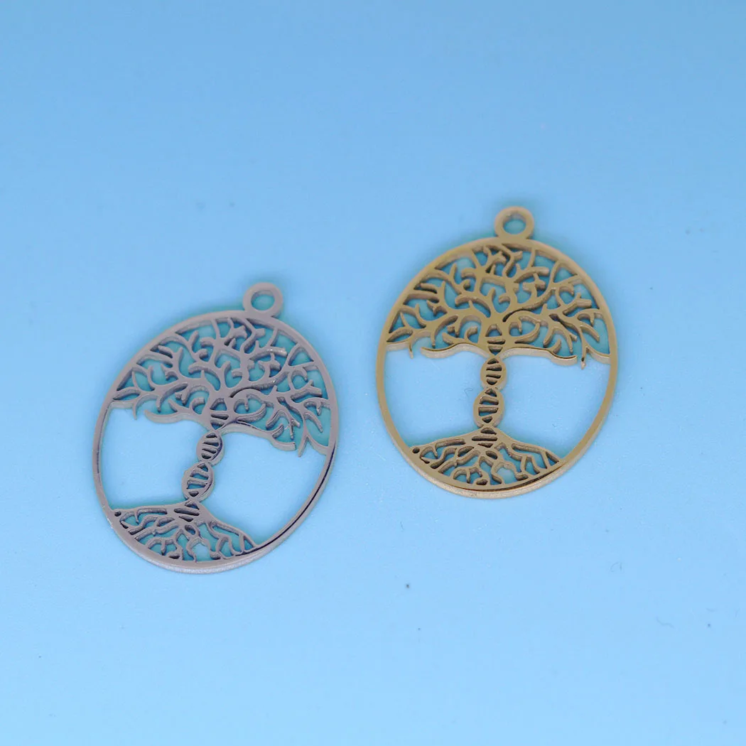 3pcs/Lot Tree of Life with A DNA Trunk Charm Stainless Steel Pendant for DIY Jewelry Making Crafts Supplier Party Gift