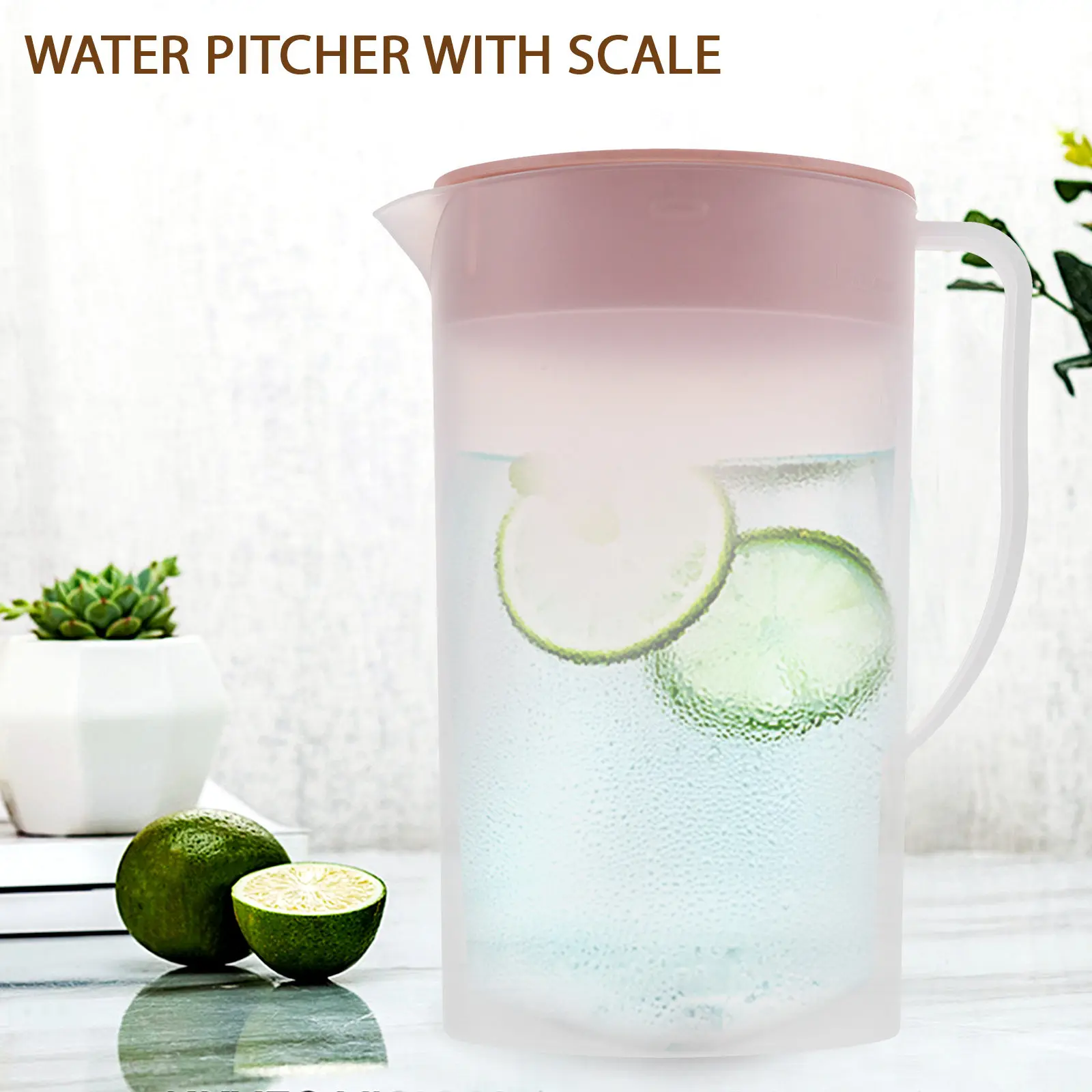 1.6L Heat-Resistant Plastic Water Pitcher with Lid, V-Shaped Spout for Tea, Coffee, Juice & Cold Beverages
