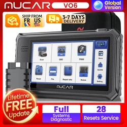 MUCAR VO6 Best Professional Car Diagnostic Tools Full System Automotive Obd2 Scanner OBD Auto Diagnosis 28 Resets Free Update
