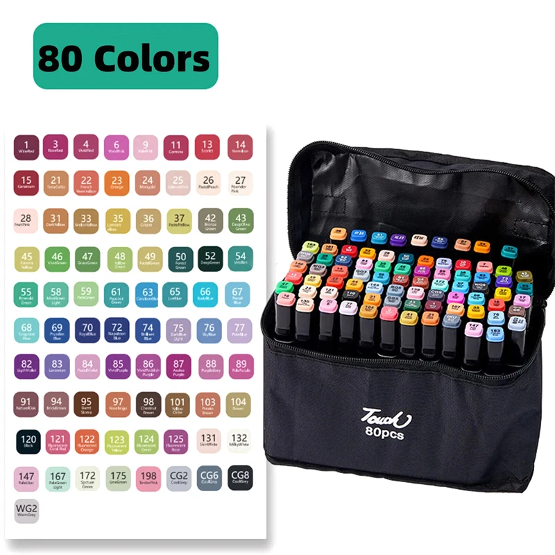 80 Colors Oily Art Marker Pen Set For Draw Double Headed Sketching Oily Tip Based Markers Graffiti Manga School Art Supplies