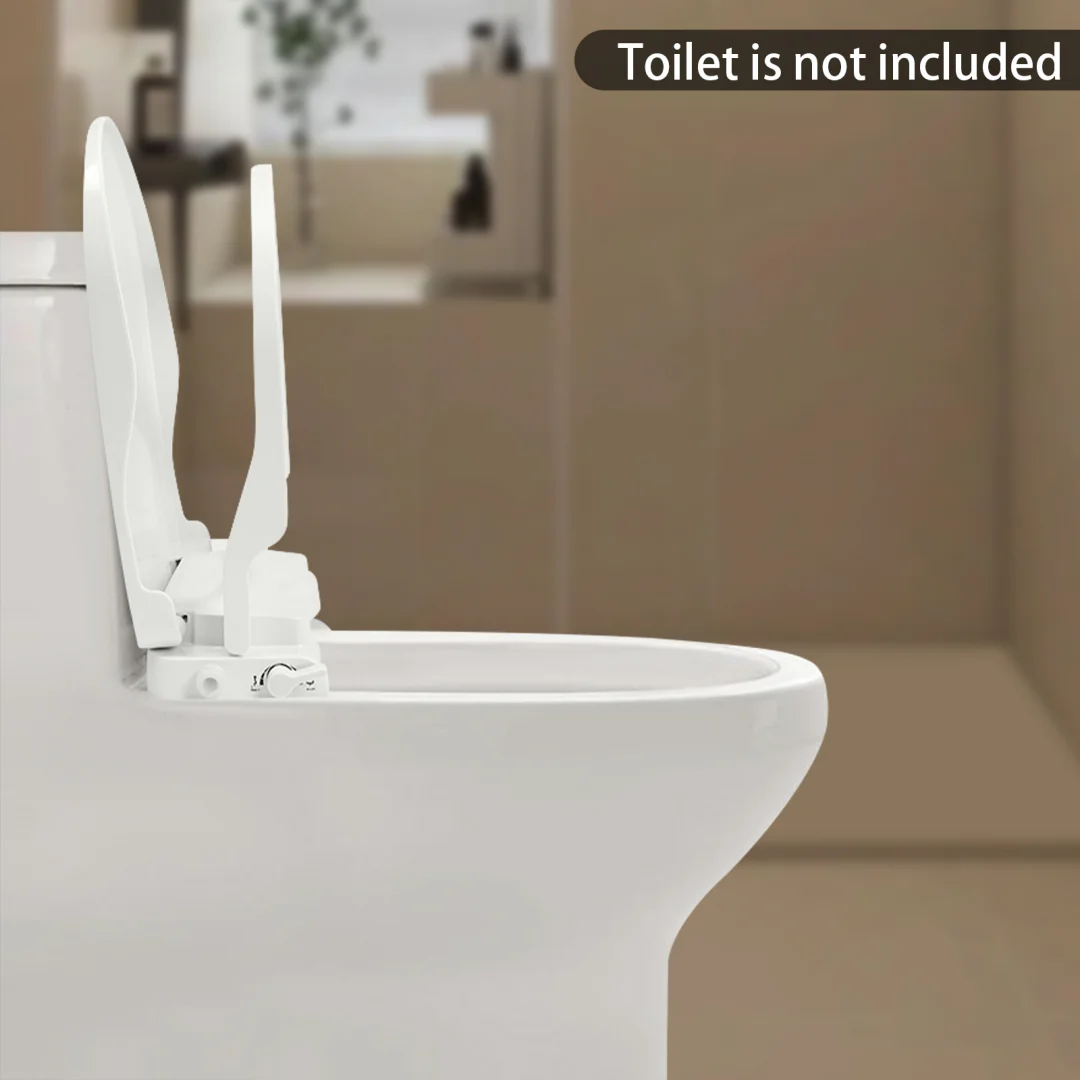 

Non-Electric Bidet Seat for Elongated Toilets, Dual Nozzle Wash & Hip Wash, No Power Needed,for 4.5-6.4in Hole Spacing