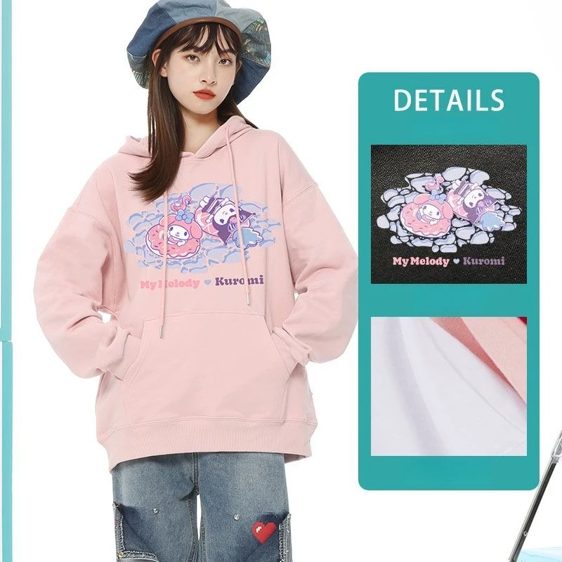 ハローキティ パーカー クロミ レディース スウェットシャツ サンリオ コラボ Y2k スイート ガール オーバーサイズ 漫画 プリント トップス 秋 パーカー