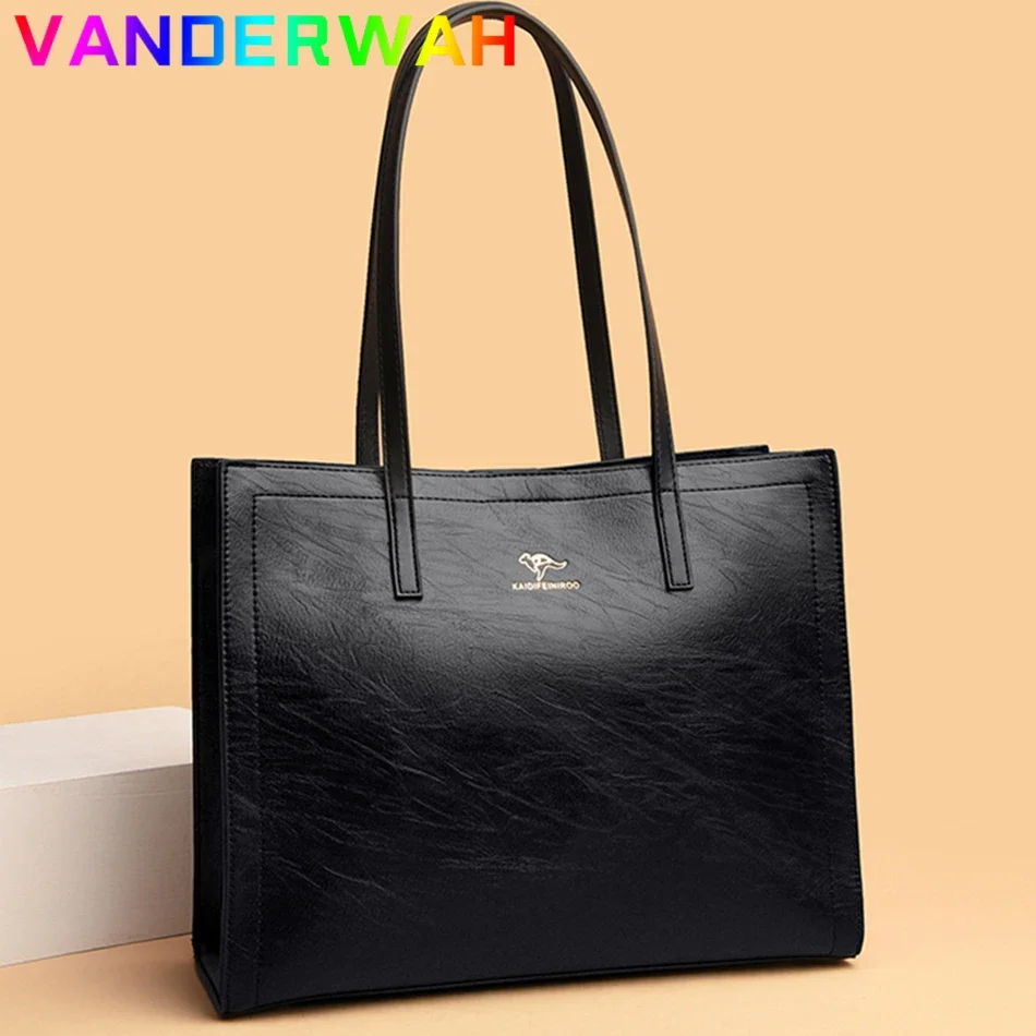 Vintage Large Capatity Tote Shoulder Bags Fashion Top-Handle Bags High Quality Pu Leather Bags Casual Letter Design Handbag