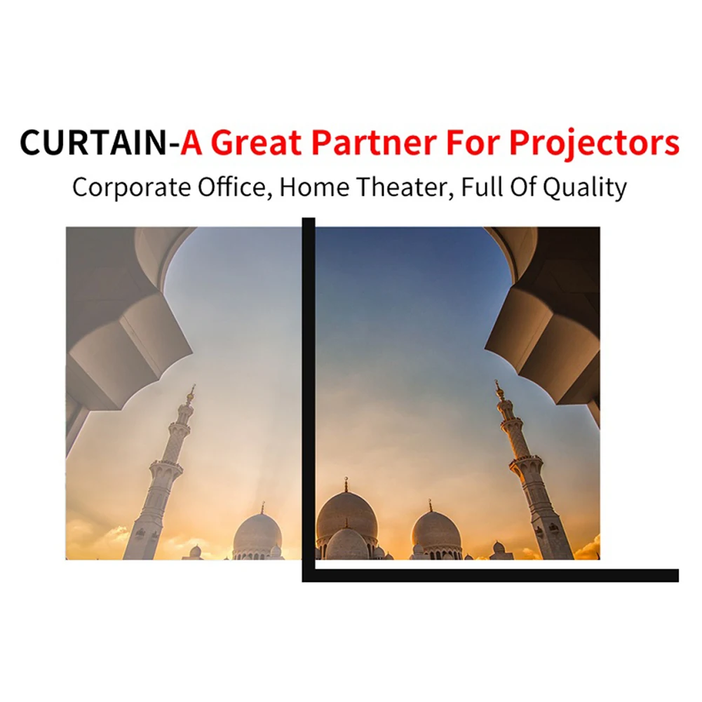 16:9 Simple Projector Curtain Set Household Bedroom Decoration Portable HD Display Screen for Home Outdoor Office