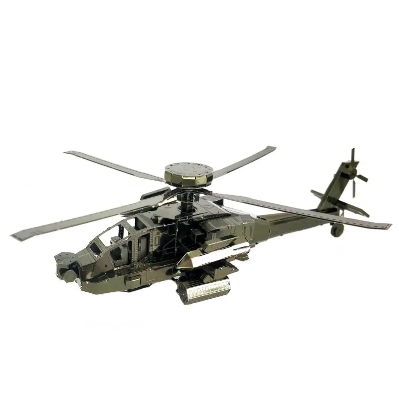 Steel Golem all Metal Stainless steel DIY assembled model 3D jigsaw AH64D Color Longbow Apache helicopter