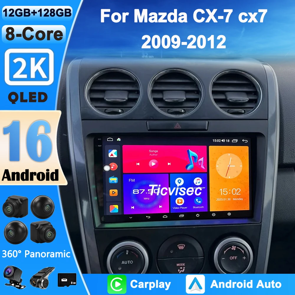 2DIN DSP Android 16 Автомобильная GPS-навигация, мультимедийный проигрыватель для MAZDA CX-7 cx7 cx 7 2007 2008 2009 2010 2011-2014