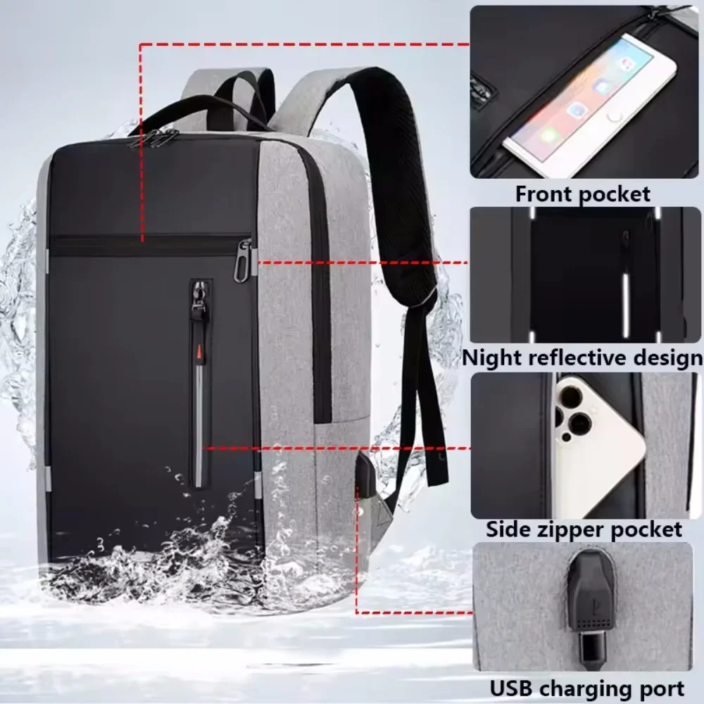 Waterproof Men's Business & School Backpack - 15.6 Inch Laptop Compartment, USB Port & Large Capacity