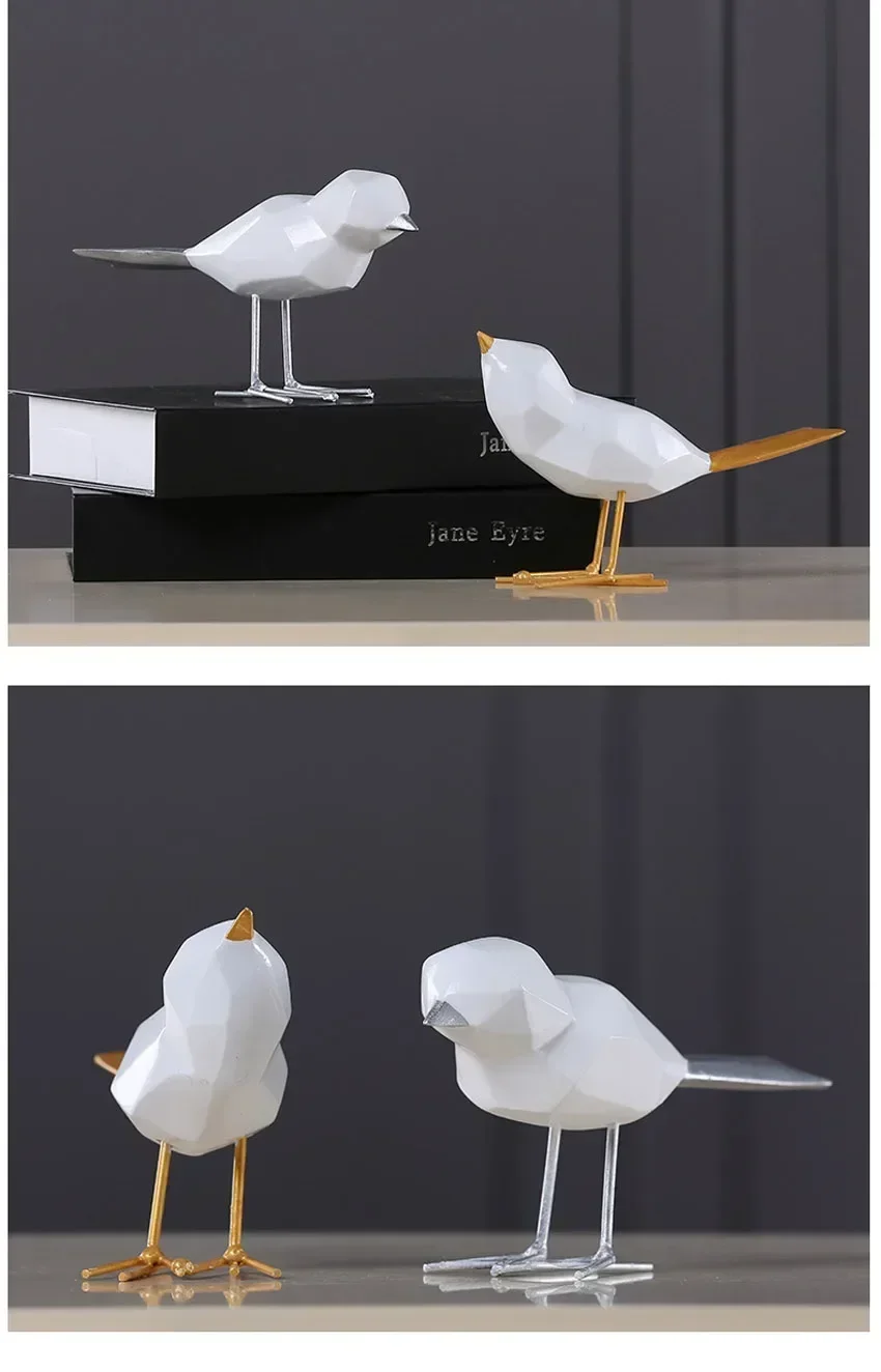 Harz niedlichen Vogel Figur europäische Ornamente geometrische Origami Tier Statue Home Office Vogel Skulptur abstrakte Wohnkultur – Detail 1